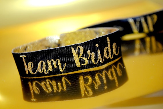 Team Bride Black & Gold Bachelorette Hen Party Wristband Favours  - Hen Party - Wristbands - Bachelorette Party - Hen Party Favours