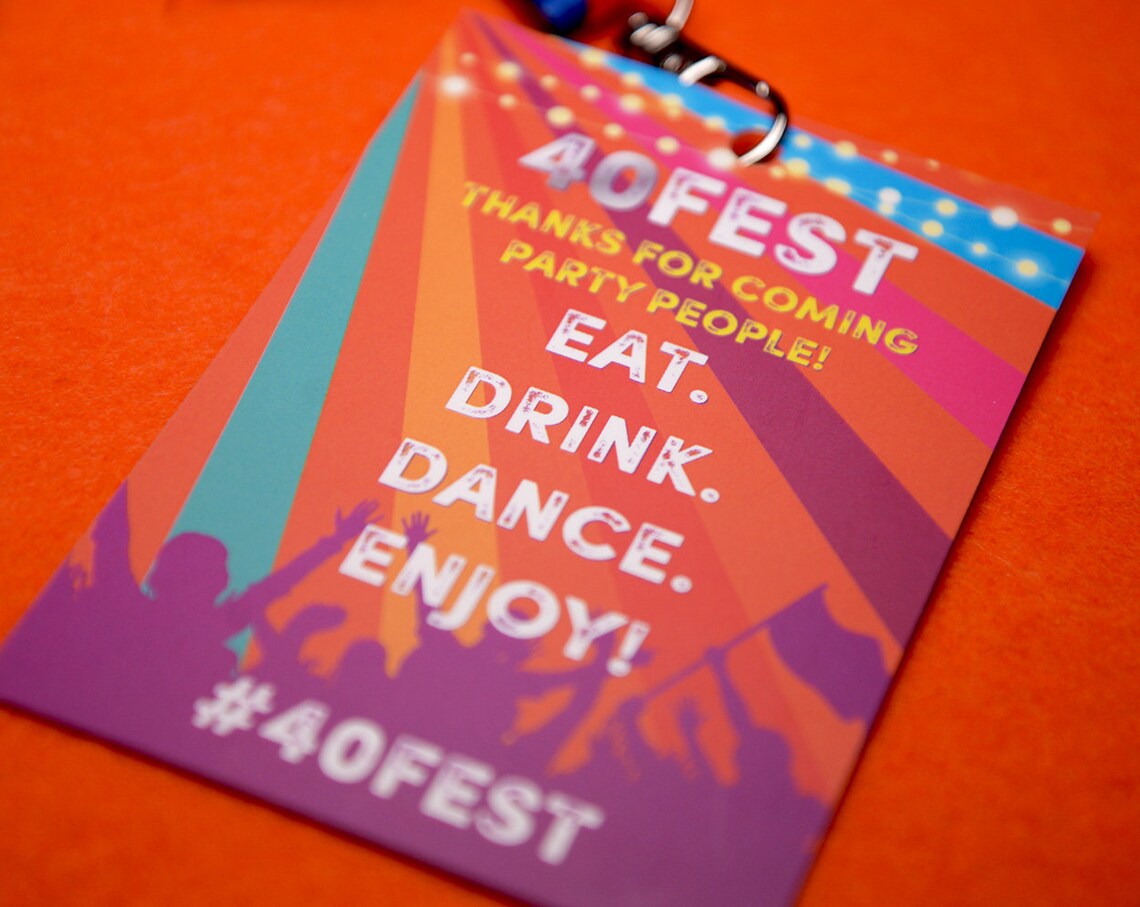 40FEST 40th Birthday Party Festival Lanyards VIP Pass Etsy