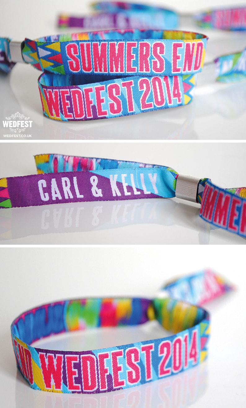 Festival Wedding Wristbands Personalised Wristbands Woven Fabric Wedfest Wristbands
