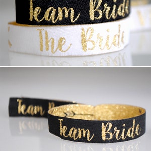 Team Bride Hen Party Wristbands Hen Party Wristbands Favours Black & Gold Bachelorette Party Bachelorette Party Favours image 4