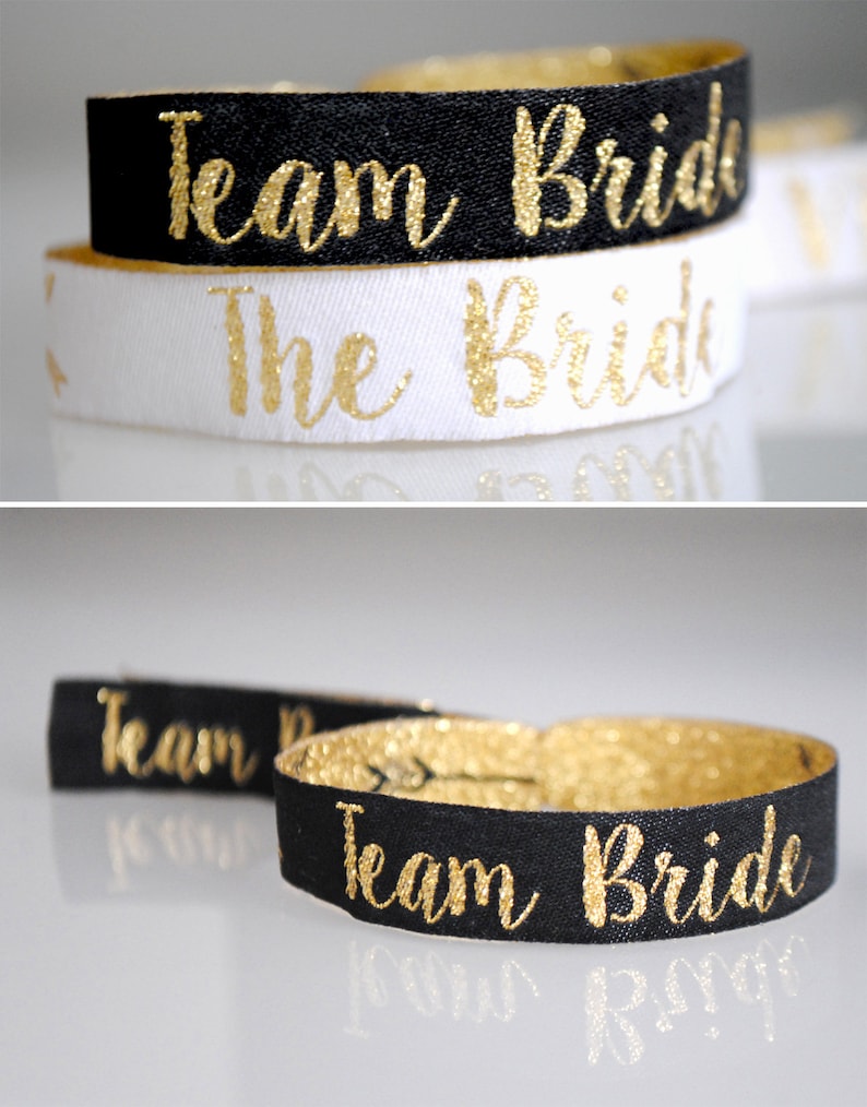 Team Bride Hen Party Wristbands Hen Party Wristbands Favours Black & Gold Bachelorette Party Bachelorette Party Favours image 4