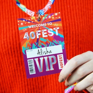 40FEST® 40th Birthday Party Festival Lanyards - VIP Pass Favours - lockdown 40th birthday party favor - 40 fest forty fest party accessories