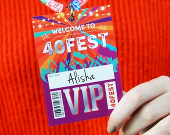 40FEST® 40th Birthday Party Festival Lanyards - VIP Pass Favours - lockdown 40th birthday party favor - 40 fest forty fest party accessories