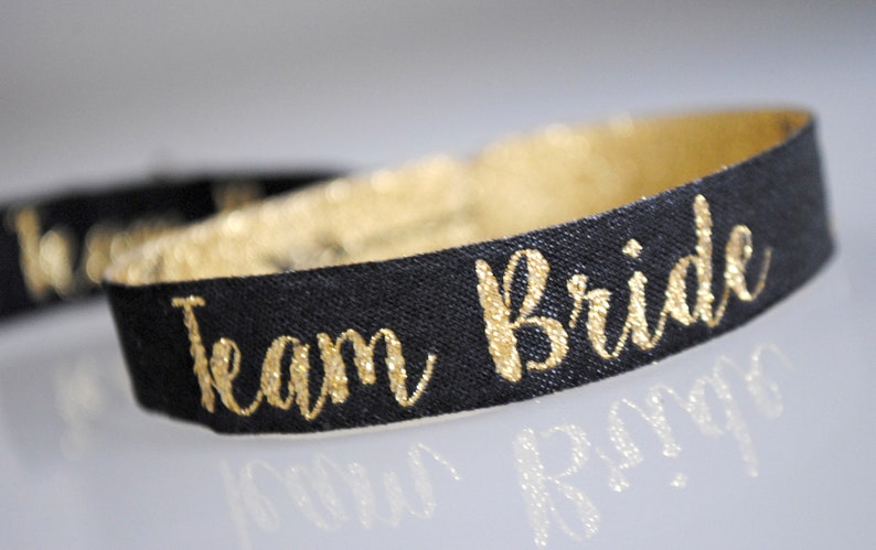 Team Bride Hen Party Wristbands Hen Party Wristbands Favours Black & Gold Bachelorette Party Bachelorette Party Favours image 7