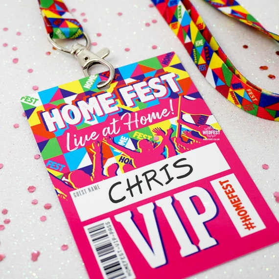HomeFest ® Festival Themed Party at Home VIP Lanyards - HOME FEST Lockdown Festival Party Lanyards - Stay at home festival - glasthomebury
