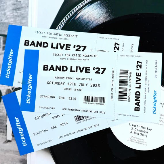 Custom Concert Gig Ticket - Personalised Concert Ticket - Knebworth Concert Gifting Ticket - Wembley Souvenir Ticket - Christmas Birthday