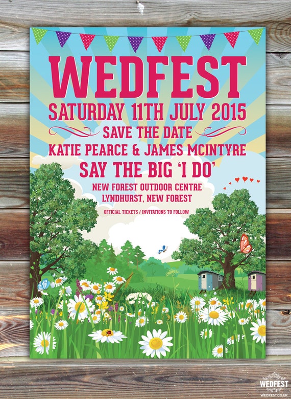 Wedfest Wedding Save the Date  | Music Festival Wedding | Rock n Roll Wedding Invites | Wedfest