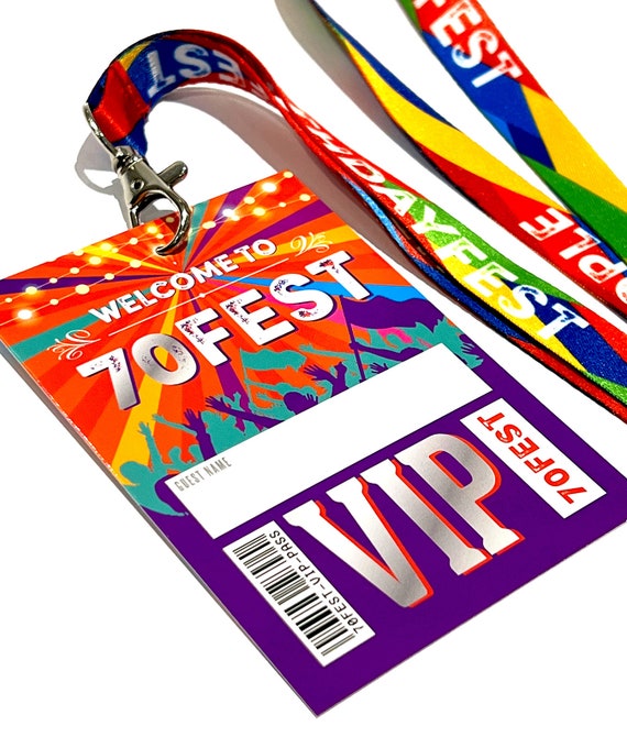 70FEST 70th Birthday Party Festival Lanyards - VIP Pass Favours - 70th birthday party favour - 70 fest seventy fest party accessories