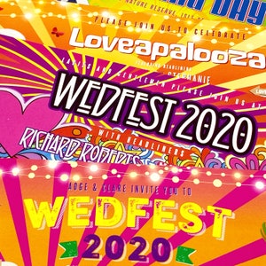 WEDFEST Festival Hochzeitseinladungen (Probepaket) | Musik Fest Hochzeit lädt ein | Rock n Roll Hochzeit lädt ein | Wedstock