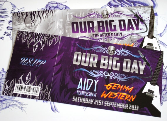 Rock Concert Wedding Invitations  | Rock Music Festival Wedding | Rock n Roll Heavy Metal Wedding Invites | Wedfest