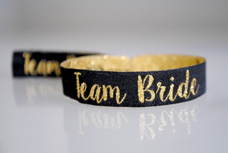 Team Bride Hen Party Wristbands Hen Party Wristbands Favours Black & Gold Bachelorette Party Bachelorette Party Favours image 5