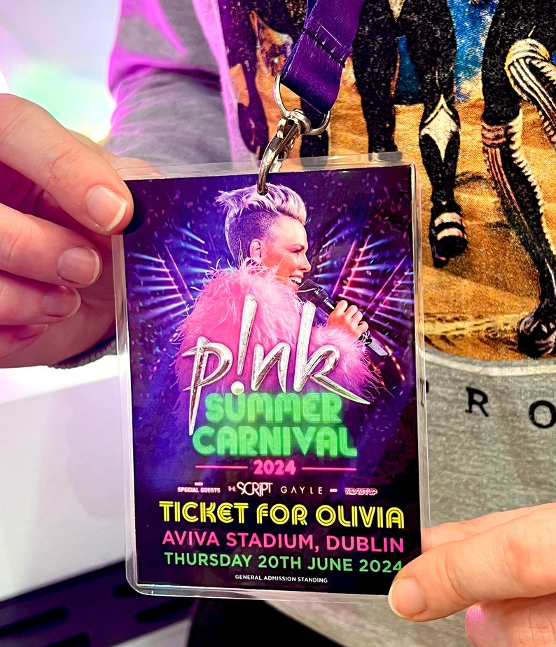 Pink Tour 2024 Personalised VIP Lanyard Ticket Pink Summer Carnival 2024 Concert Gifting Ticket Memorabilia Christmas Surprise Gift image 2