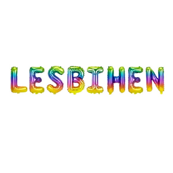 LESBIHEN ™ 16" Rainbow Multi Coloured Lesbian Hen Party Foil Balloons - Gay Lesbian LGBT Hen Party Decoration Balloons