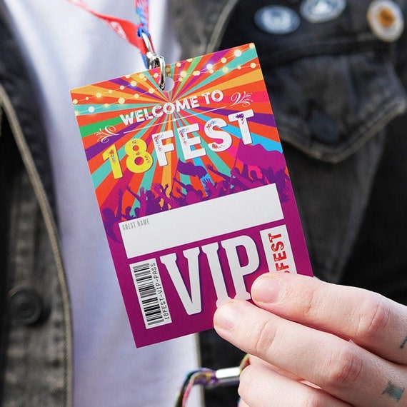 18FEST® 18th Birthday Party Festival VIP Pass Lanyards Favours - 18th birthday lockdown party favours / favors - 18 fest party accessories