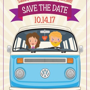 VW Campervan Hipster Wedding Save the Date Cards Retro Festival Wedding Rock n Roll Wedding save the date image 3