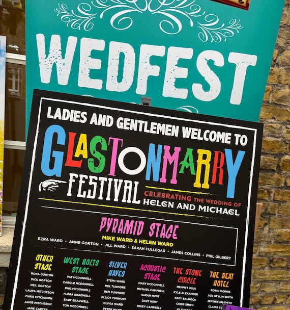 Glastonmarry Festival Theme Wedding Table Plan Seating Chart - Wedfest Festival Wedding Table Plan - Wedding Seating Plan - Festival Wedding