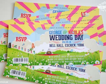 Festival Themed Wedding Invitations  | Music Festival Wedding Stationery | Rock n Roll Wedding Invites | Wedfest