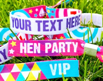 Gepersonaliseerde Hen Party Polsbandjes - Aangepaste Festival Hen Party Polsbandjes - Aangepaste Polsbandjes - Henfest - Homefest - Glasthenbury