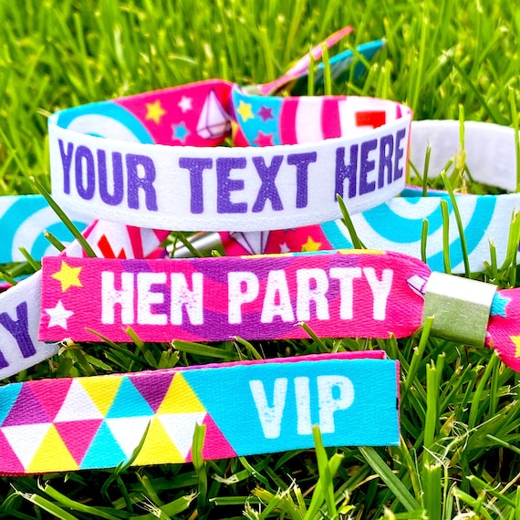 Personalised Hen Party Wristbands - Customised Festival Hen Party Wristbands - Custom Wristbands - Henfest - Homefest - Glasthenbury