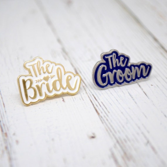 Bride & Groom Wedding Enamel Lapel Pins Gift Set - Wedding Gifts - Bride and Groom Gifts - Bride to be - Groom to be
