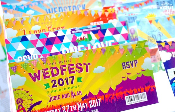Wedfest Festival Wedding Invites (sample pack)  | Music Festival Wedding | Rock n Roll Wedding Invites | Wedfest