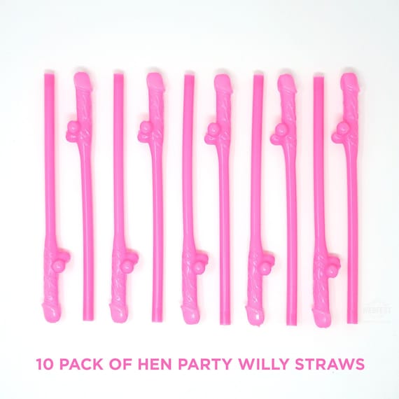 Willy Straws 10 Pack Pink Hen Party ~ Naughty Hen Party Straws ~ Party Straws, Dickie CockTail Straws…