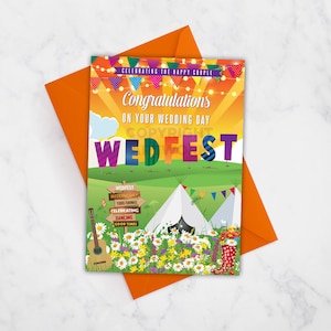 WEDFEST フェスティバル ウェディング デイ カード - フェスティバル ウェディング お祝いカード - ウェディング デイ カード - ウェディング ギフト カード - 新婚ウェディング カード