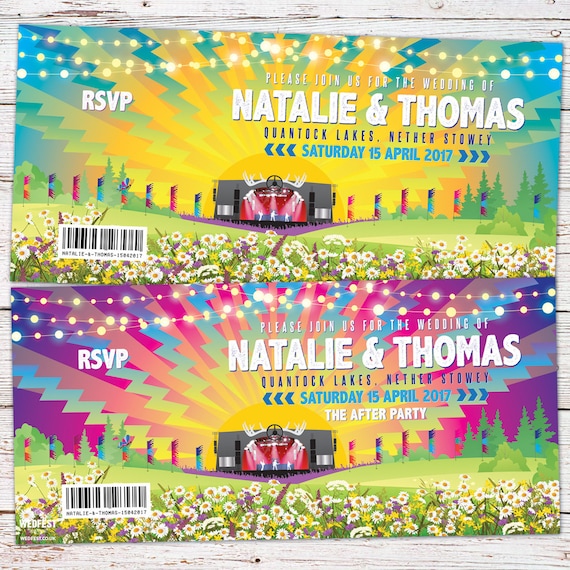 Festival Wedding Ticket Invitations (samples) | Festival Bride | Concert Tickets Invites | wedfest Music themed wedding