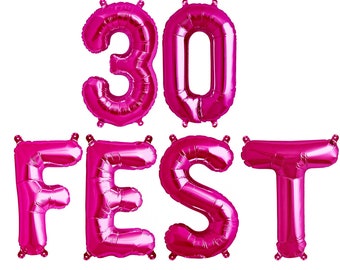 30FEST 16" 30th Birthday Party Foil Balloons - 30th Birthday Balloons - 30 FEST BALLOONS