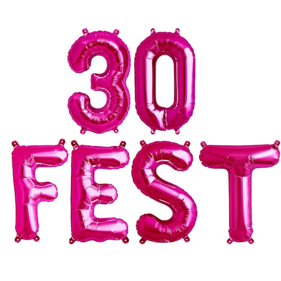 30FEST 16" 30th Birthday Party Foil Balloons - 30th Birthday Balloons - 30 FEST BALLOONS