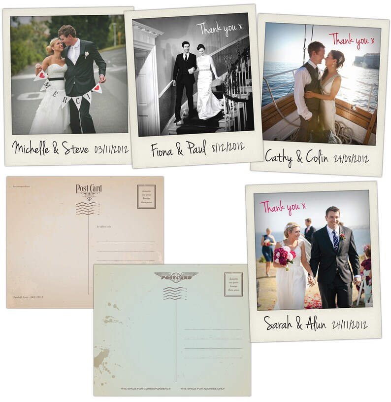 Personalised Instant Photo Wedding Thank You Cards x 50pcs