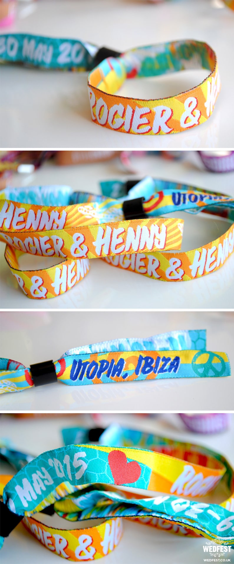 Festival Wedding Fabric Wristbands x 100 pcs Etsy