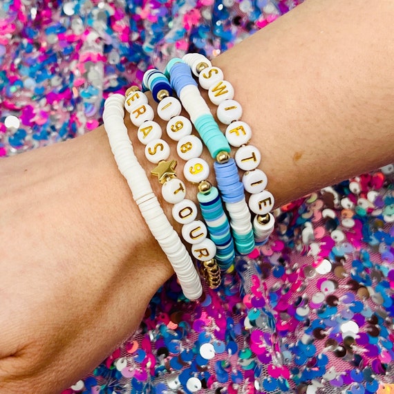 Blue Eras 1989 Friendship Bracelets Set - Taylor Bracelets Wristbands - Eras Tour Wristband Bracelets - Swift Fans Christmas Gift