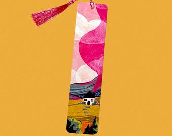 Dreamscape Cottage Bookmark | Cottagecore Bookmark | Illustrated Landscape Bookmark | Book Lover Gift | Reading Accessory