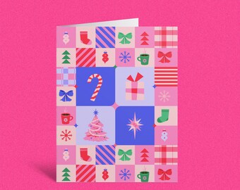 Christmas Greeting Card | Pink Holiday Card | Cute Christmas Card | Festive Card | Modern Holiday Card | Holiday Gift Card