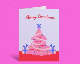 Pink Christmas Tree Card | Modern Holiday Greeting