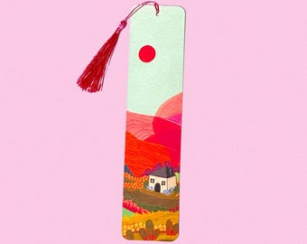 Cozy Cabin Bookmark | Cottagecore Landscape Bookmark | Book Lover Gift | Illustrated Bookmark | Reading Accessory