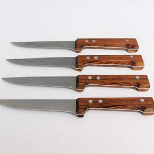 2 Available - Set of 4 Dansk Steak Knives Wood & Stainless Steel Gunnar Cyren Danish Modern