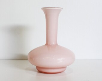 Large Vintage Pink Cased Glass Vase Art Glass Mid Century