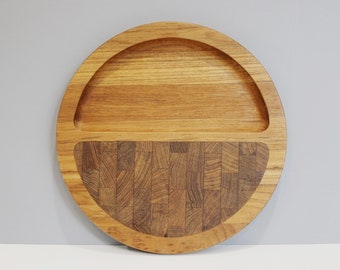 Dansk Round Staved Teak Cutting Board Serving Tray 12" Jens Quistgaard Danish Modern