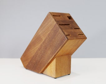 Vintage Solid Teak Knife Block Knife Holder Mid Century Modern