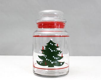 Jarrón de cristal vintage con forma de árbol de Navidad de Waechtersbach, Alemania, rojo, verde y blanco.