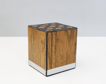 Mid Century Wood & Stainless Steel Pencil Holder Pen Pencil Cup Desk Organizer