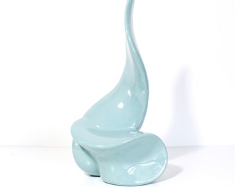 Vintage Abstract Ceramic Sculpture Aqua 1990s Modern