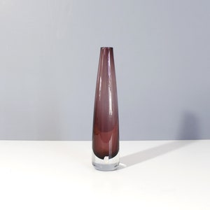 Vintage Sea Glasbruk Sweden Glass Vase Purple Sommerso Teardrop
