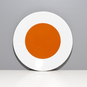 Cathrineholm Norvegia Piatto circolare Piatto in smalto raro bianco arancione Grete Prytz Kittelsen
