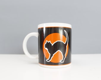 Mug vintage Halloween phosphorescent chat noir des années 90