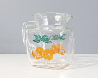 Vintage Federal Glass Orange Juice Pitcher Mid Century Jug