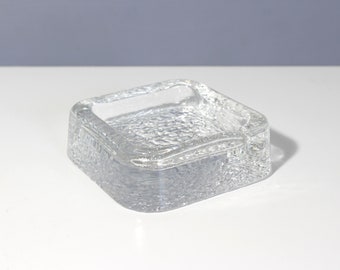 2 Available - Iittala Finland Riite Glass Candle Holder Timo Sarpaneva Square Dish Ashtray