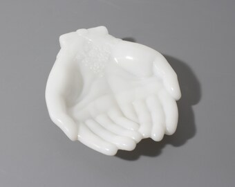 Vintage Avon Milk Glass Hand Jewelry Tray Soap Dish White